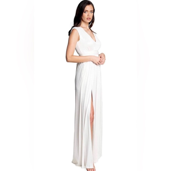 NWT Dress The Population Krista Front-Slit Satin Maxi Medium in Ivory - Picture 1 of 5